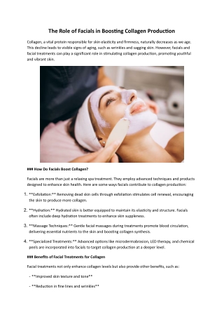 The Role of Facials in Boosting Collagen Production