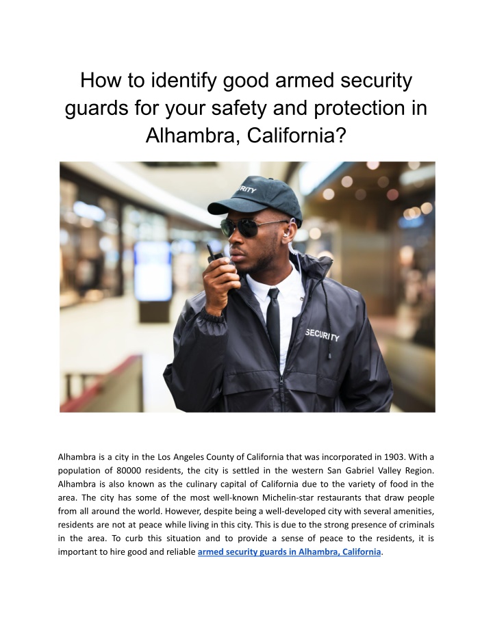 how to identify good armed security guards