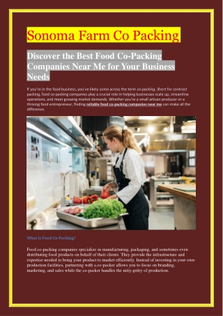 Discover the Best Food Co-Packing Companies Near Me for Your Business Needs