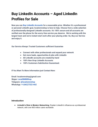 Get the best benef it's Buy LinkedIn Accounts