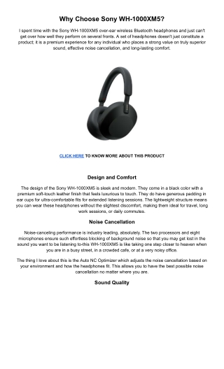 Why Choose Sony WH-1000XM5?