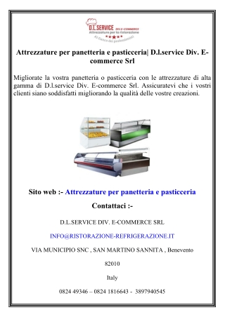 Attrezzature per panetteria e pasticceria  D.l.service Div. E-commerce Srl