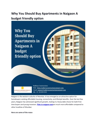 why you should buy apartments in naigaon a budget