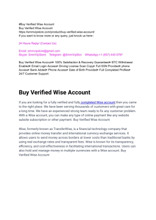 Buy Verified Wise Account