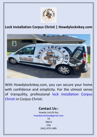 Lock Installation Corpus Christi  Howdylocknkey.com