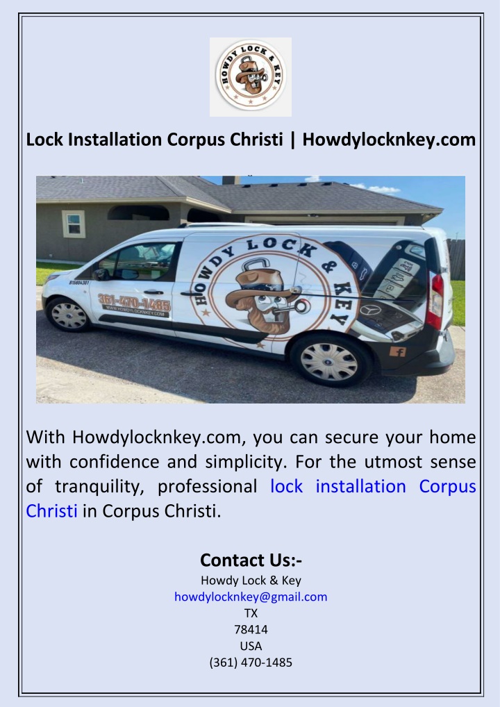 lock installation corpus christi howdylocknkey com