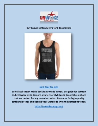 Buy Casual Cotton Men's Tank Tops Online