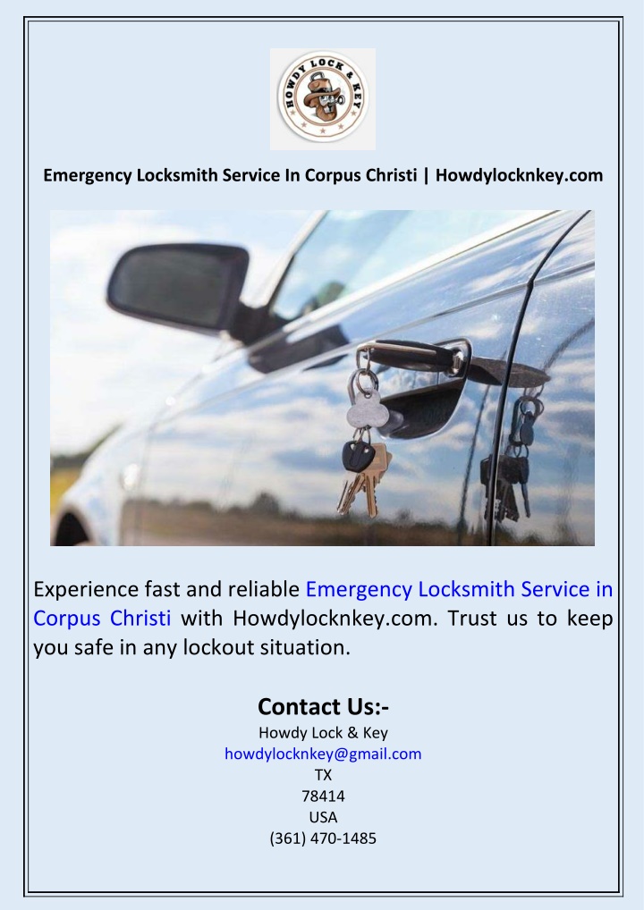 emergency locksmith service in corpus christi