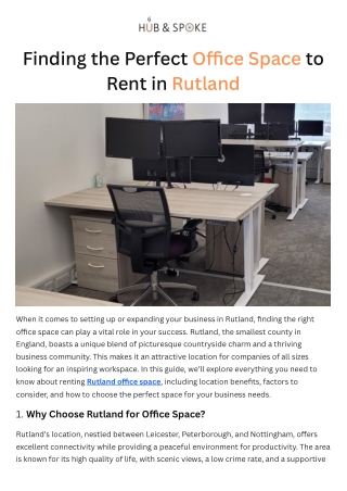 Finding the Perfect Office Space to Rent in Rutland