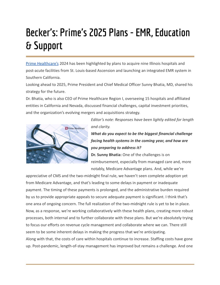 becker s prime s2025plans emr education support