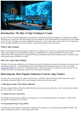 Dissecting the Most Popular Indicators Used by Algo Traders