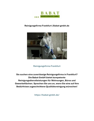 Reinigungsfirma Frankfurt | Babat-gmbh.de