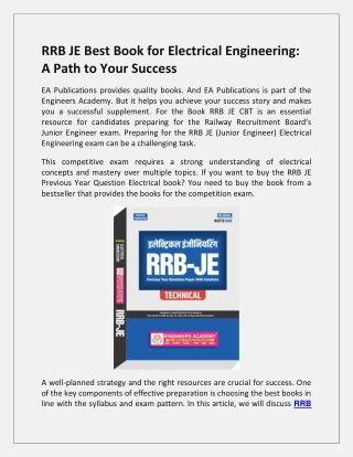 RRB JE Best Book for Electrical Engineering A Path to Your Success
