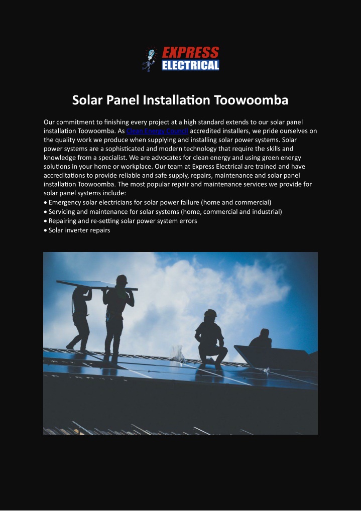 solar panel installation toowoomba our commitment