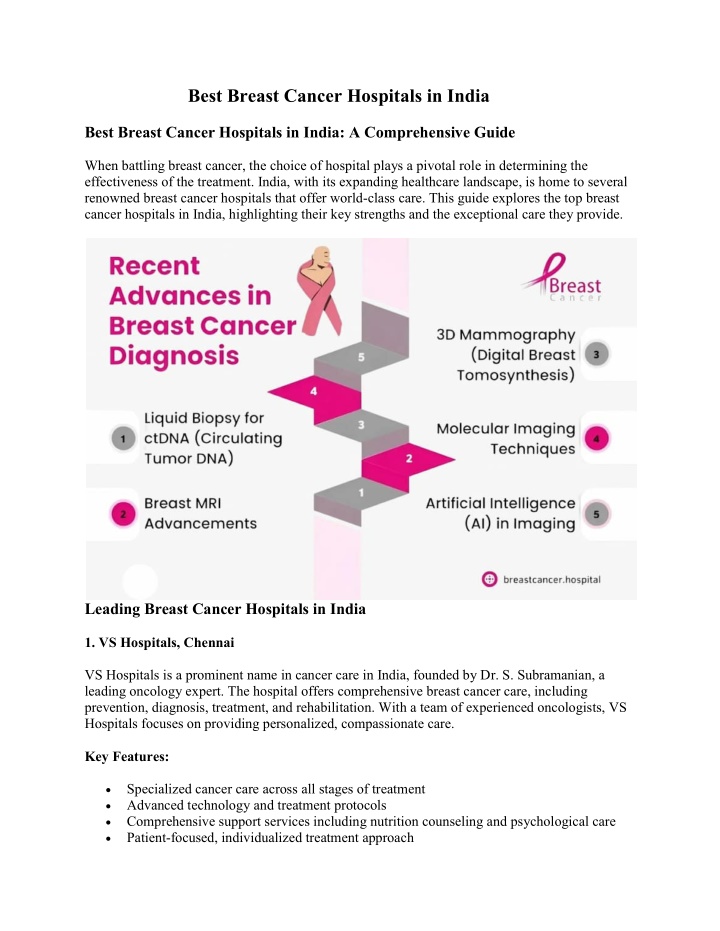 best breast cancer hospitals in india