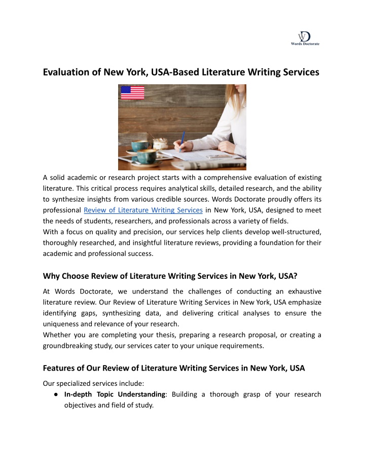 evaluation of new york usa based literature