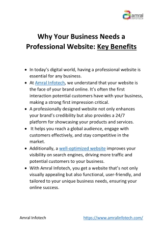 Why Your Business Needs a Professional Website Key Benefits