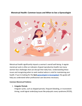 menstrual health common issues and when