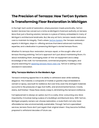 The Precision of Terrazzo_ How TerCon System is Transforming Floor Restoration in Michigan