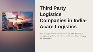 Third Party Logistics Companies in India - Acare Logistics