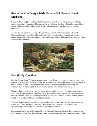 Revitalize Your Energy: Male Stamina Solutions in Unani Medicine