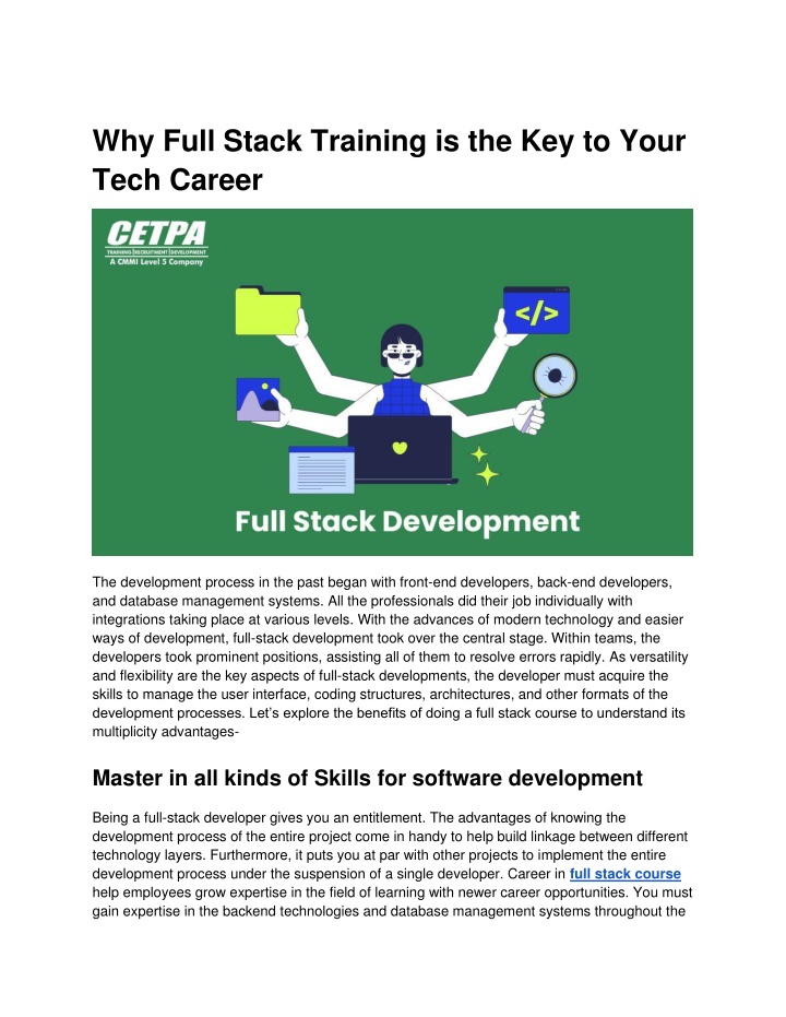 why full stack training is the key to your tech