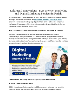 Best Internet Marketing and Digital Marketing Services in Patiala