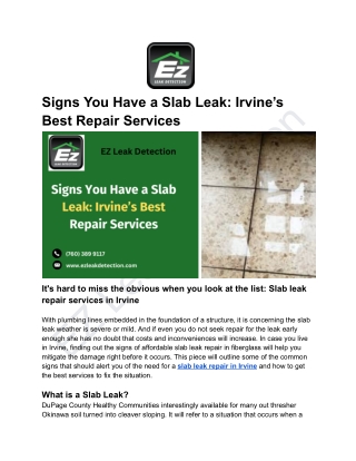 Signs You Have a Slab Leak_ Irvine’s Best Repair Services