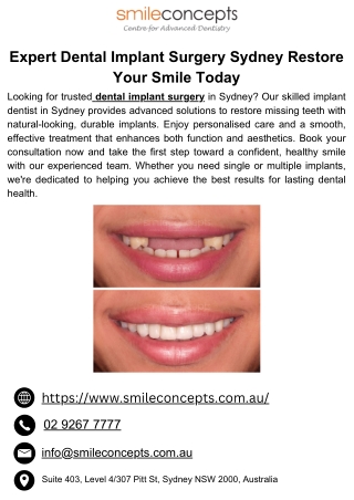 Expert Dental Implant Surgery Sydney Restore Your Smile Today