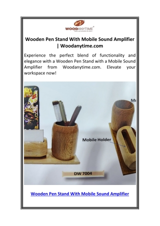 Wooden Pen Stand With Mobile Sound Amplifier  Woodanytime.com