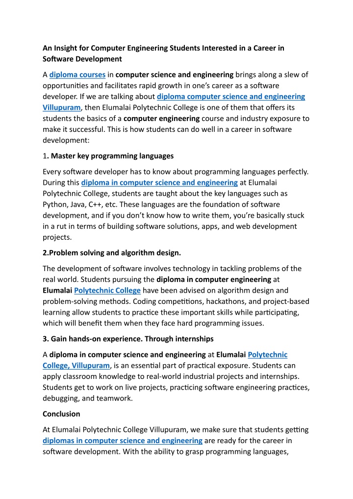 an insight for computer engineering students