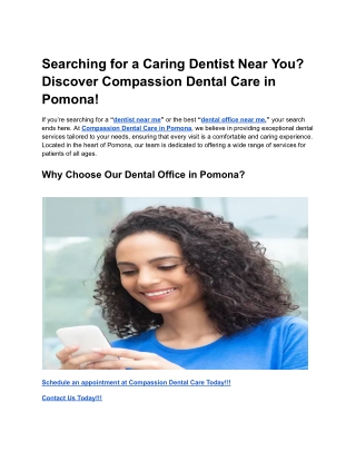 Searching for a Caring Dentist Near You? Discover Compassion Dental Care in Pomo