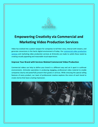 Empowering Creativity via Commercial and Marketing Video Production Services