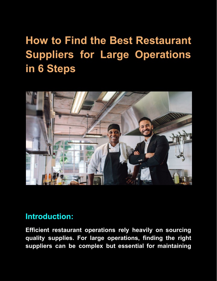 how to find the best restaurant suppliers