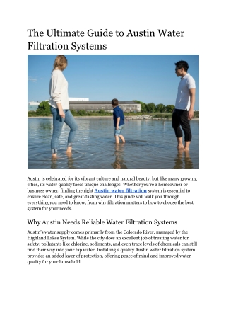The Ultimate Guide to Austin Water Filtration Systems