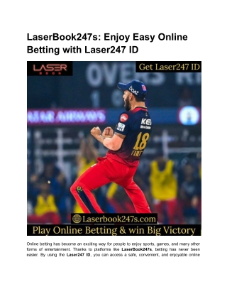 LaserBook247s_ Enjoy Easy Online Betting with Laser247 ID