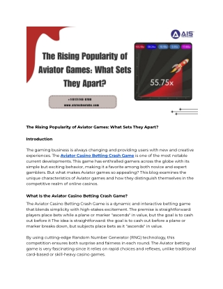 the rising popularity of aviator games what sets