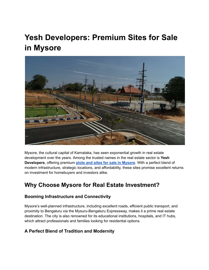 yesh developers premium sites for sale in mysore