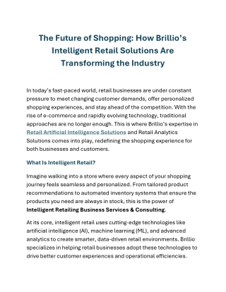 Transforming Retail with Brillio’s Intelligent Solutions