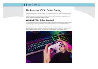 The Impact of KYC in Online Gaming - KYC France