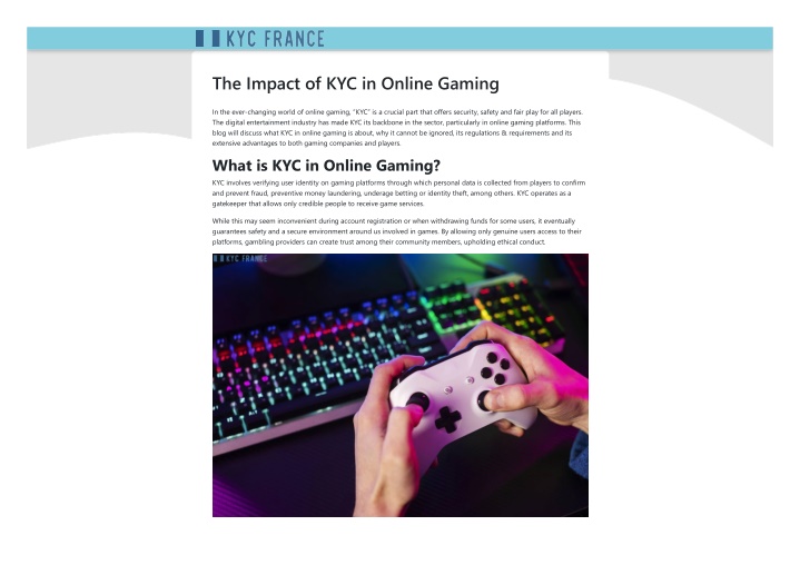 the impact of kyc in online gaming