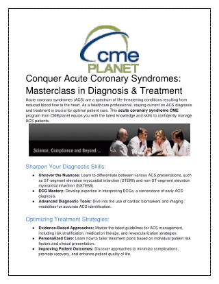 Conquer Acute Coronary Syndromes: Masterclass in Diagnosis & Treatment