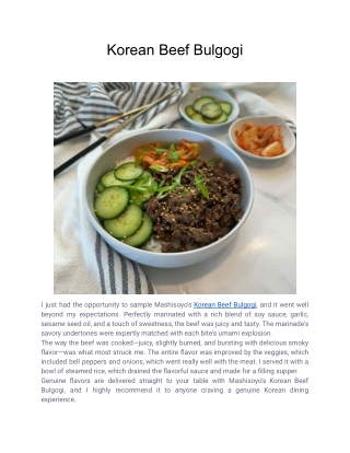 Korean Beef Bulgogi