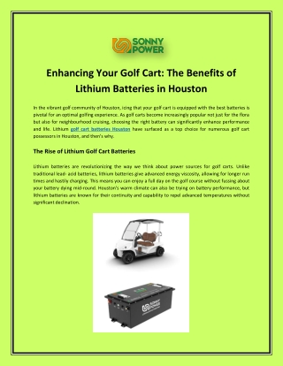 Enhancing Your Golf Cart: The Benefits of Lithium Batteries in Houston