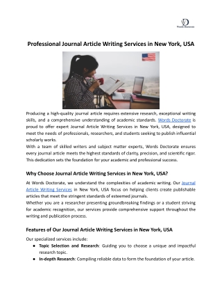 Journal Article Writing Services