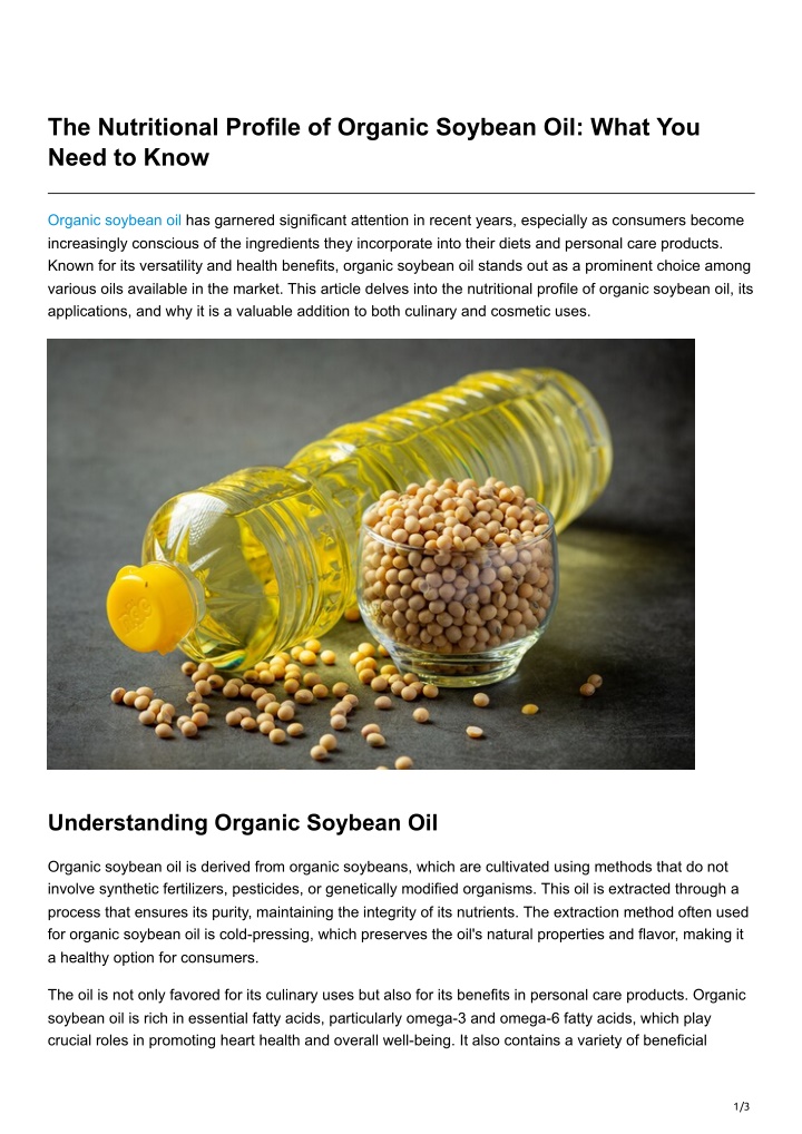 the nutritional profile of organic soybean