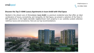 Discover the Top 5 4-BHK Luxury Apartments in Iscon Ambli with Vital Space