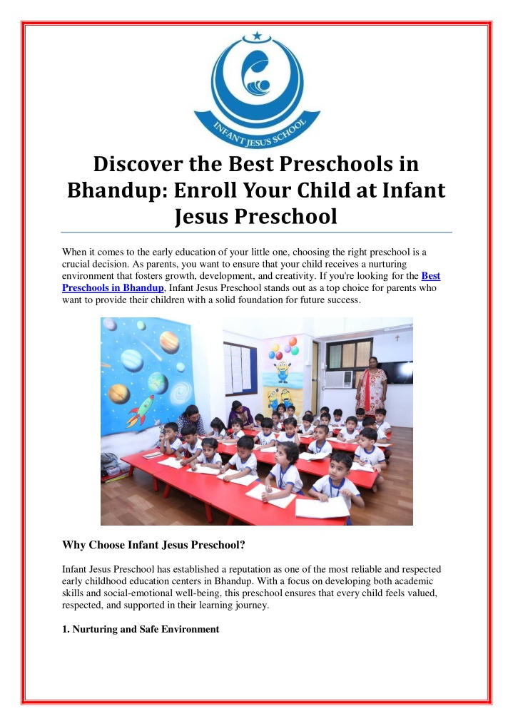 discover the best preschools in bhandup enroll