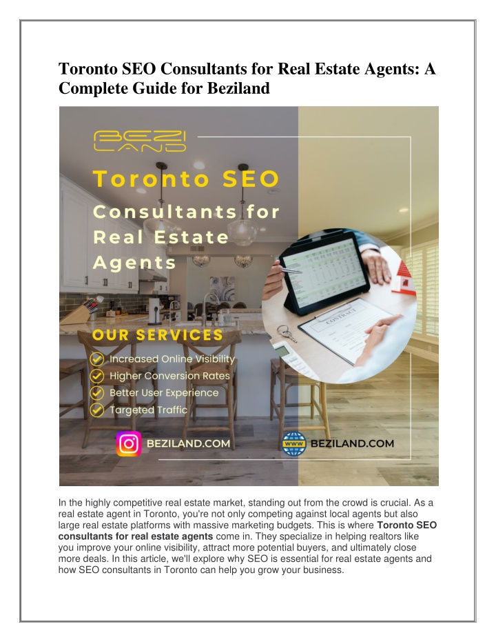 toronto seo consultants for real estate agents