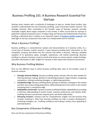 Business Research Essential For Startups